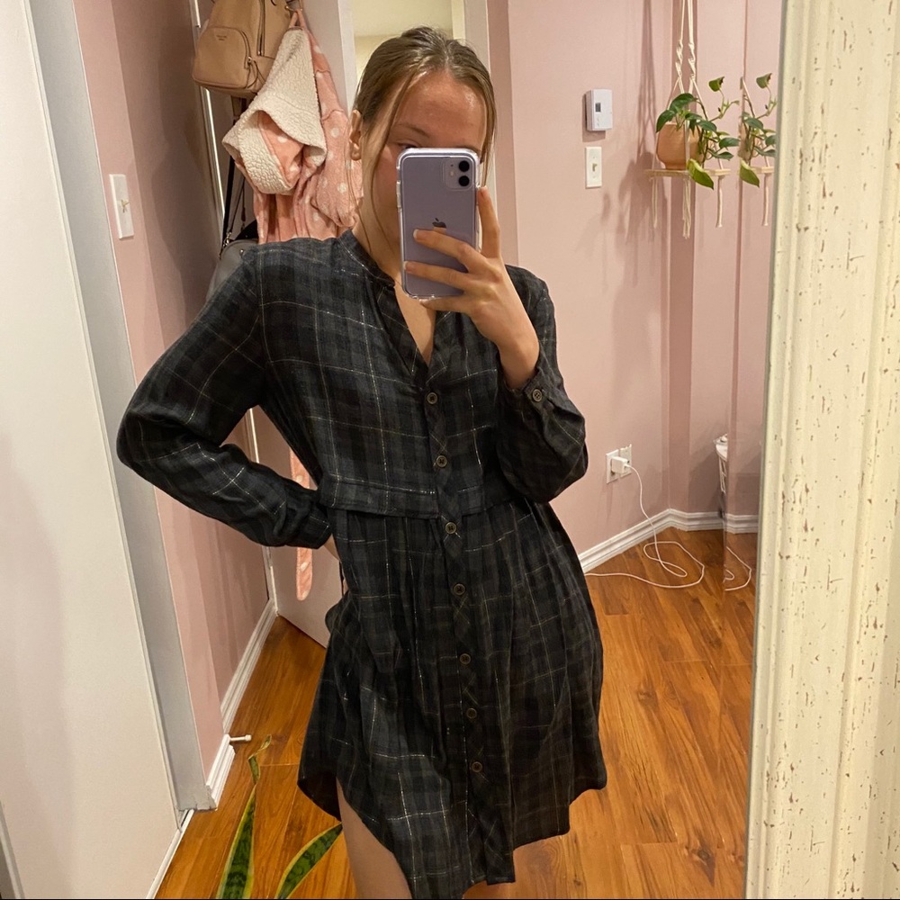Zara button down plaid dress